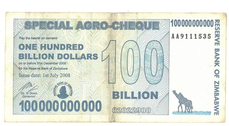 Ζιμπάμπουε χαρτονόμισμα 100 δισεκατομμυρίων για … λίγα ψώνια