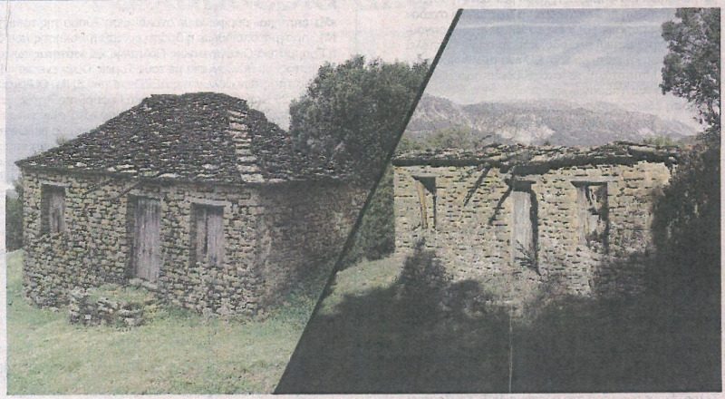 Μια σύνθεση, με το σπίτι του Γιορ Ντάλα στην παρακμή του σαν αποθήκη και ερείπιο